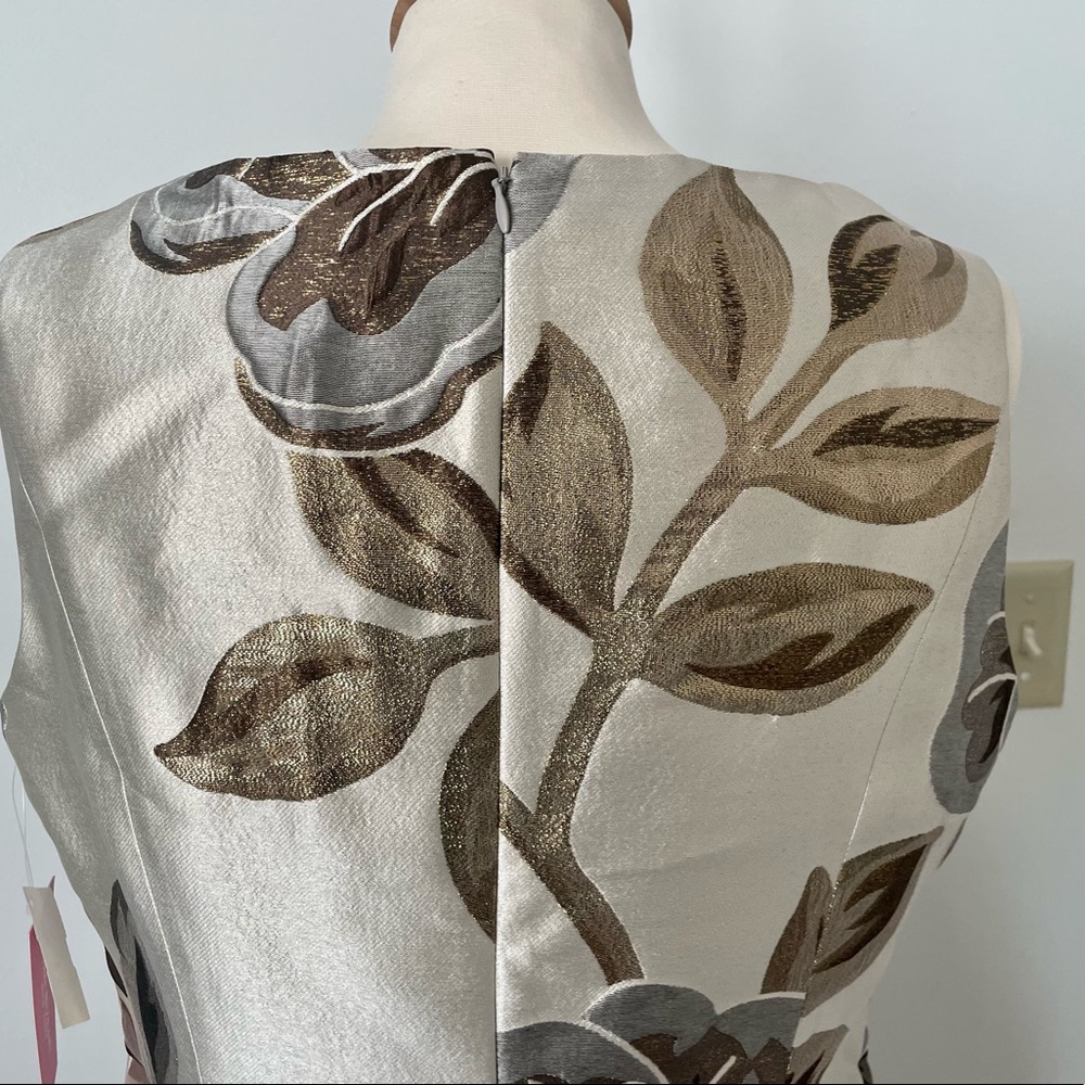 NWT Isaac Mizrahi Metallic Floral Sheath Dress Sz 10 - Picture 11 of 11
